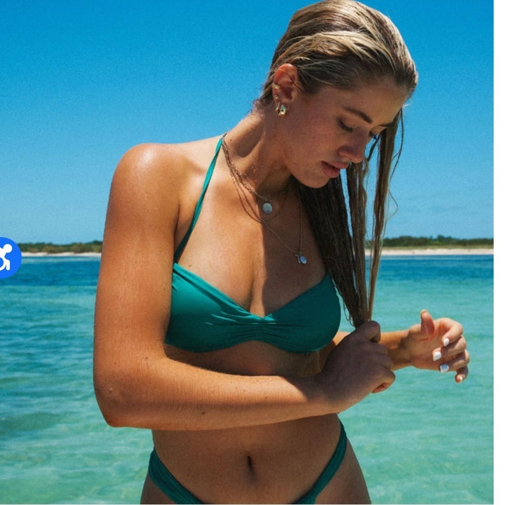 BNWT Dippin Daisys Christina Green Envy Tie Bandeau Bikini Top Size Medium